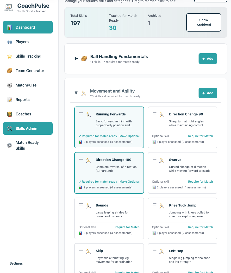 CoachPulse Template System and Skills Management
